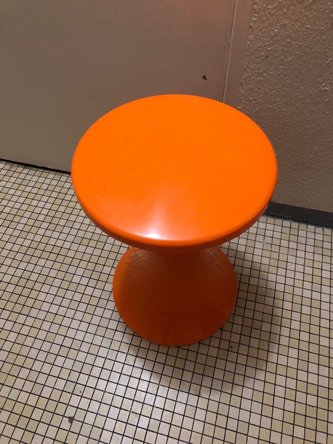 Vintage orange Tam Tam stool – Original stamp – 1970s