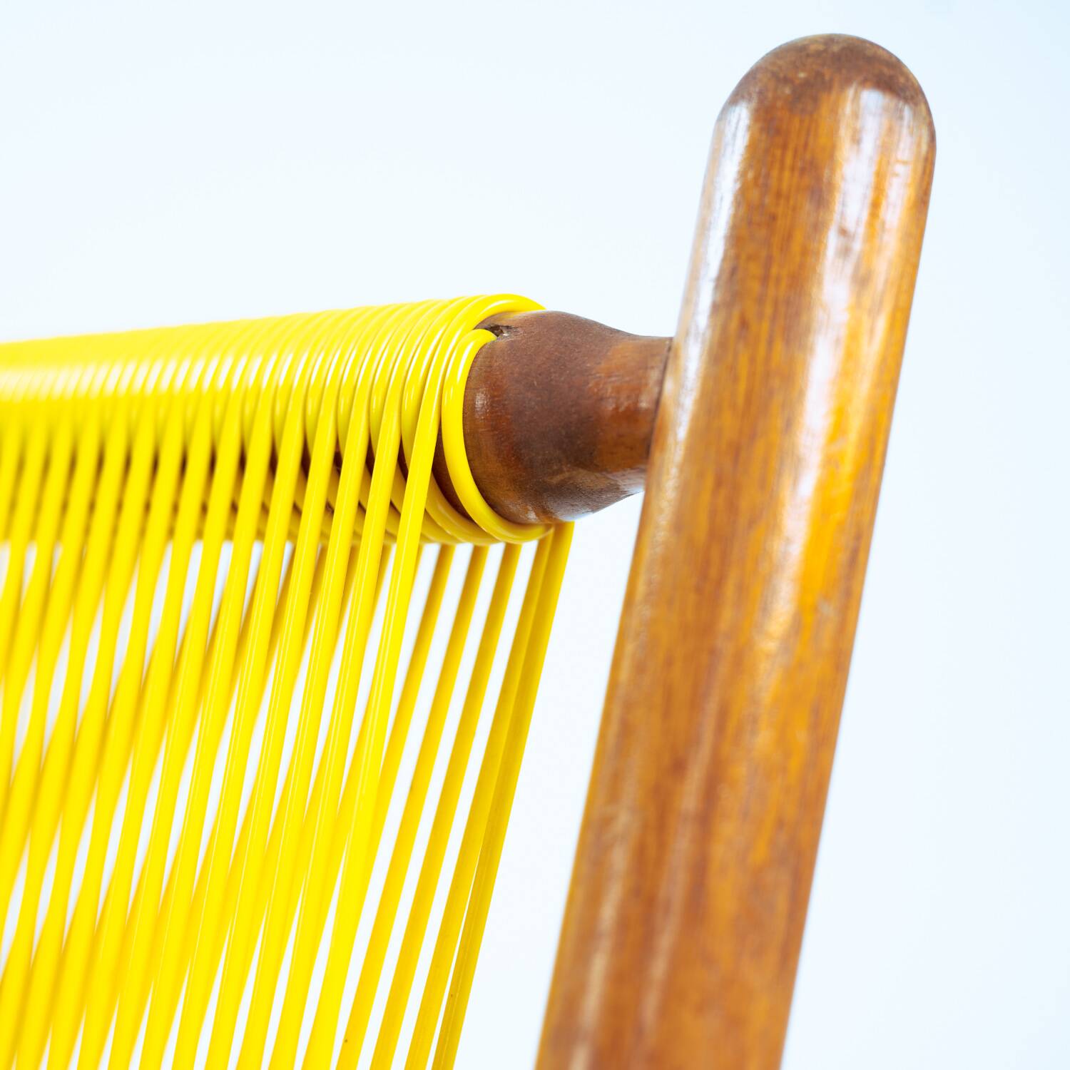 2 Yellow Spaghetti Armchairs in Beech, Garden Lounge Chairs, 1960s