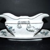 Antique Empire style porcelain sauceboat, hand-painted