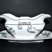 Antique Empire style porcelain sauceboat, hand-painted