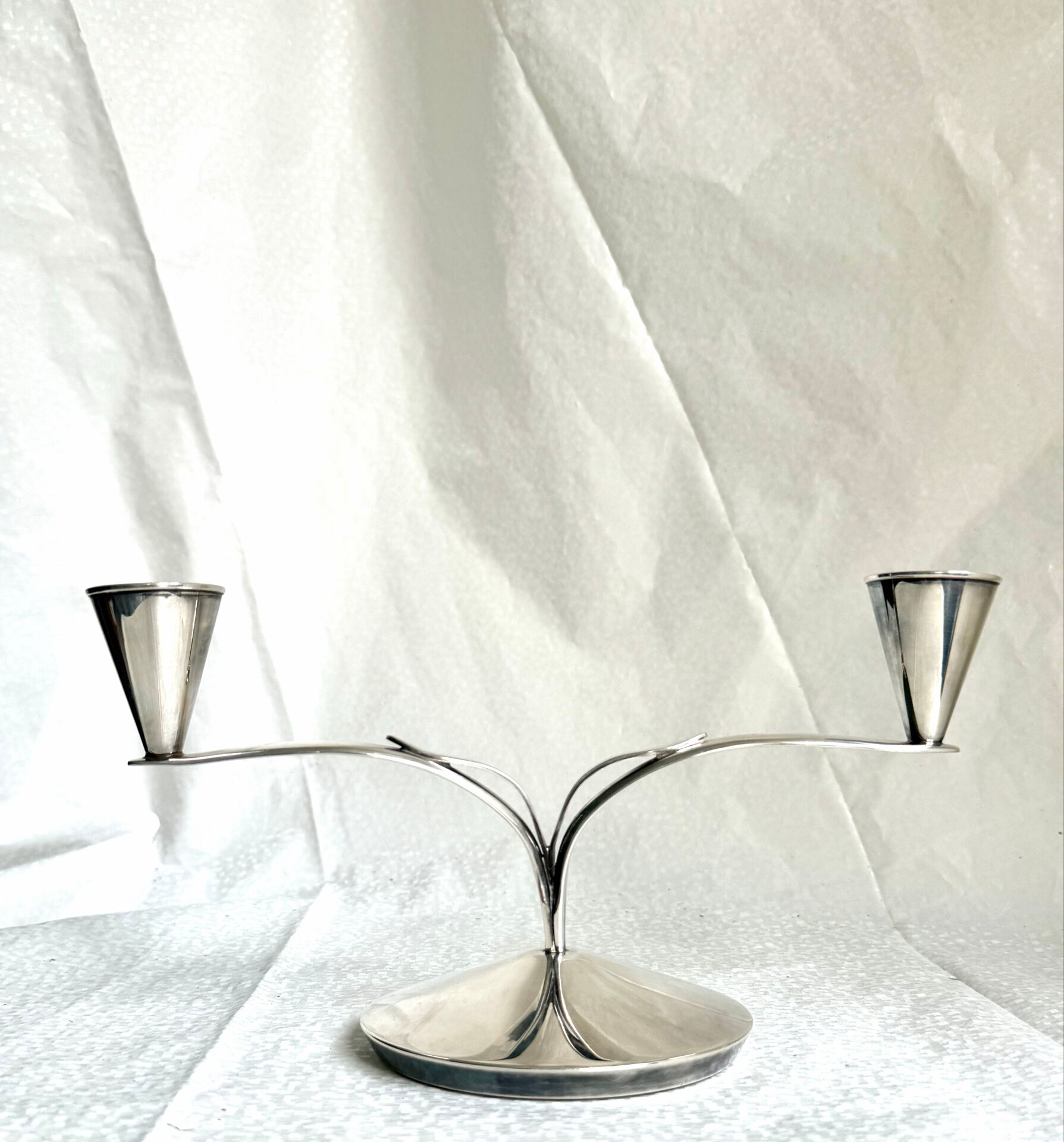 Bougeoir double en argent massif de style Art Déco danois