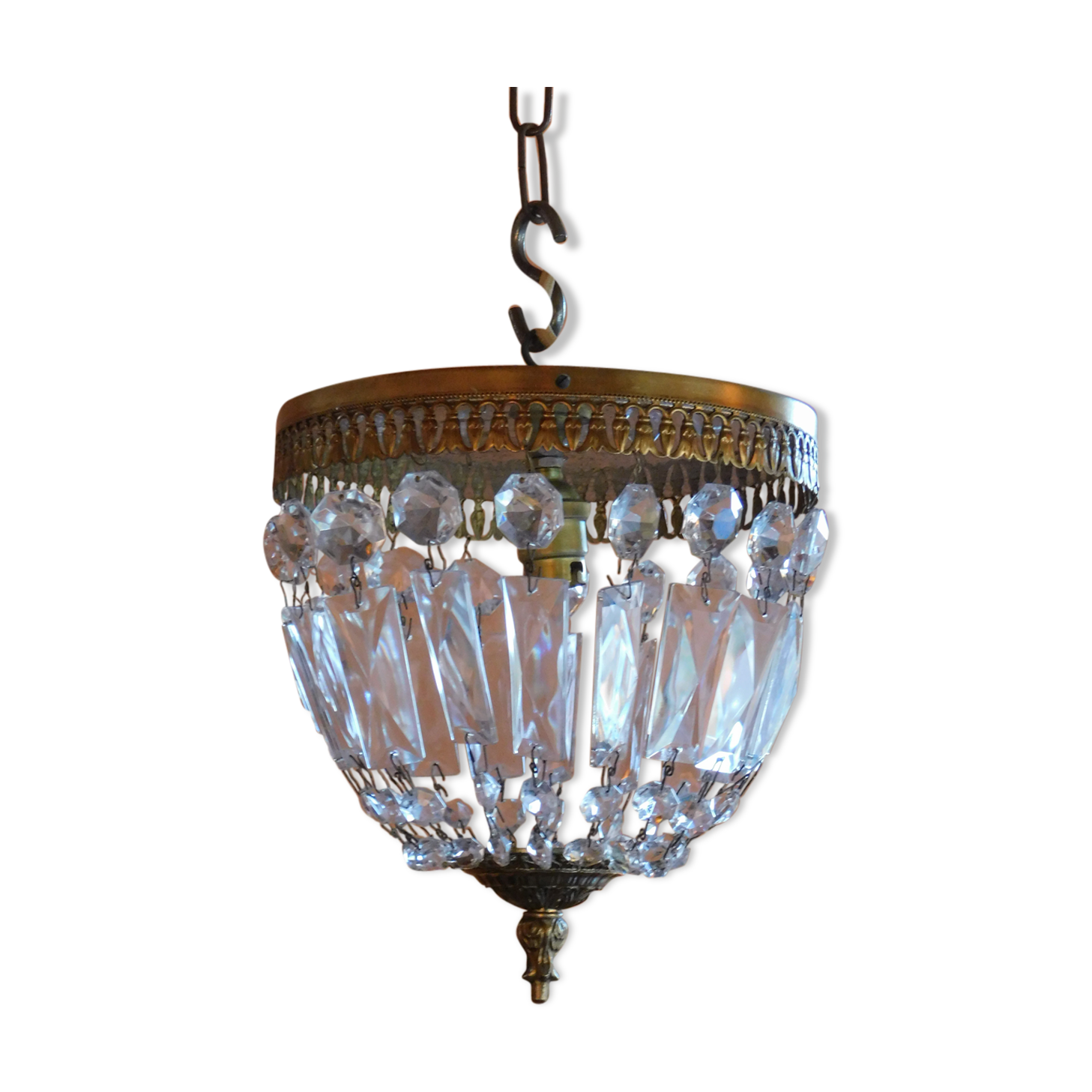Lustre pampilles corbeille