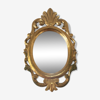 Miroir baroque bois doré.