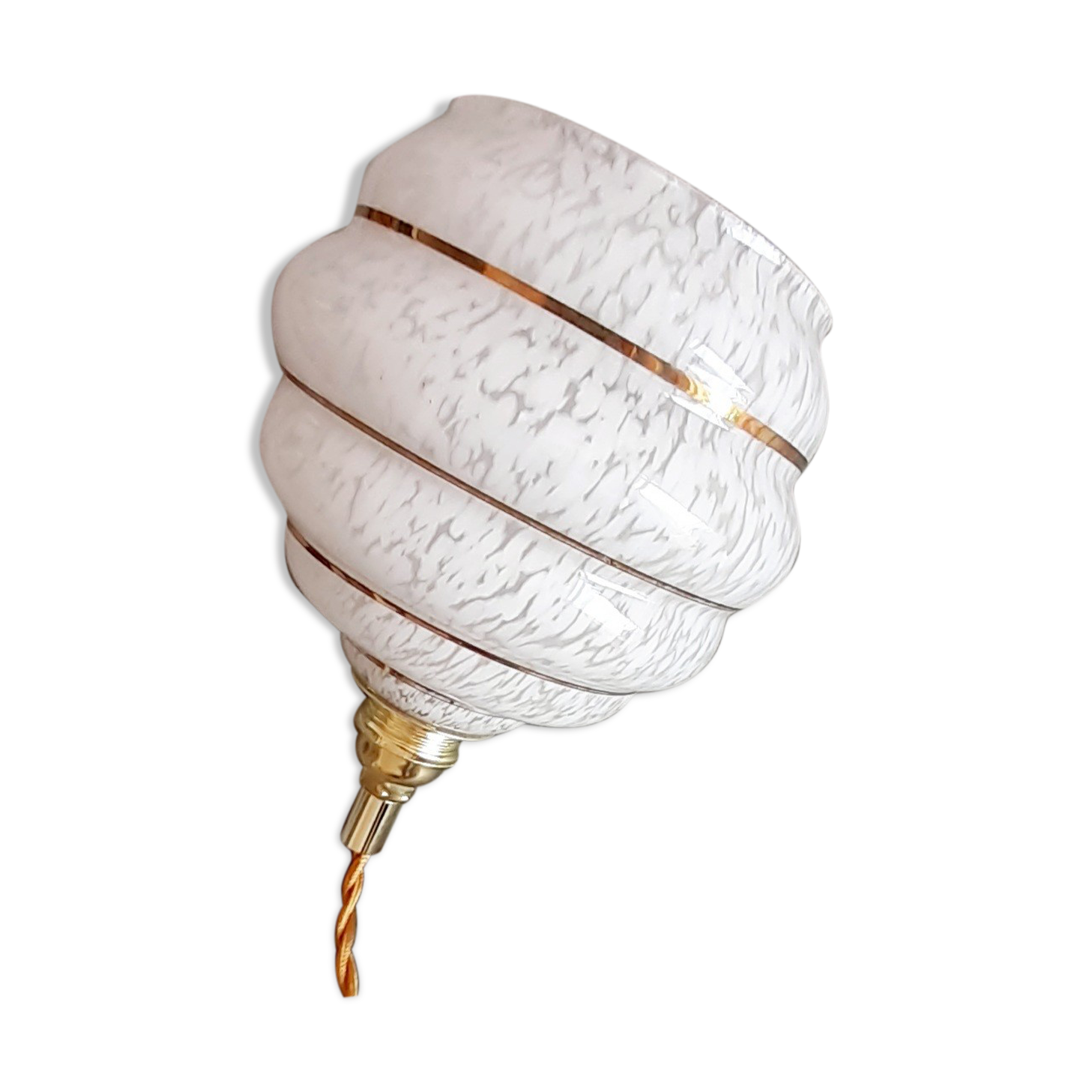 Baladeuse globe art deco blanc à liserets dorés