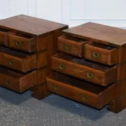 Vintage Military Campaign Brass Bedside Tables, Set of 2