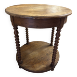 Round turned wood side table