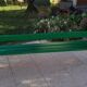 Large wooden and cast iron garden bench 224 cm