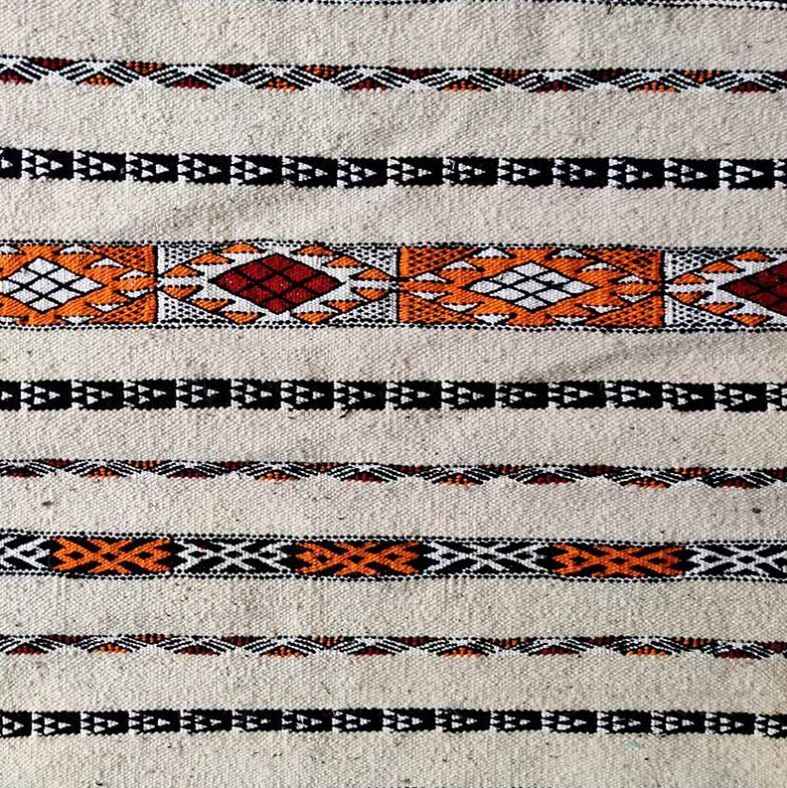 Moroccan ethnic white kilim carpet 70x150 cm