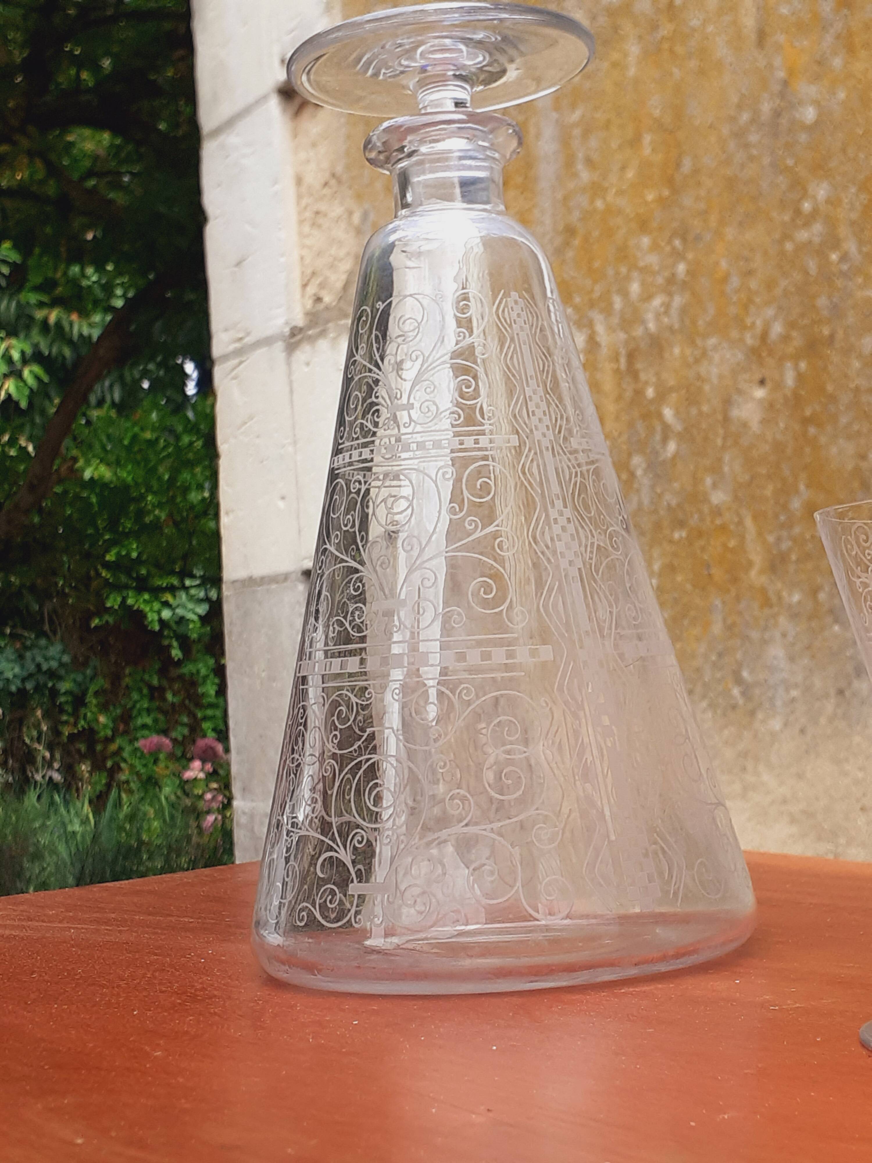 Carafe and Crystal Glasses from Baccarat Model Lido