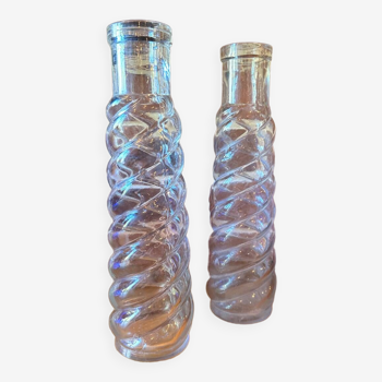 Paire de vases vintage verres torsadés