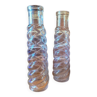 Pair of vintage twisted glass vases