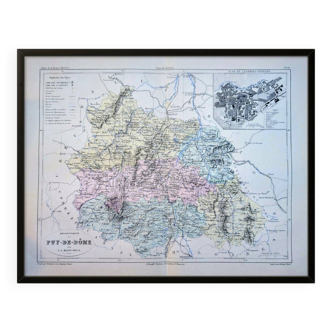 Puy-De-Dôme, carte ancienne, imprimée en 1883.