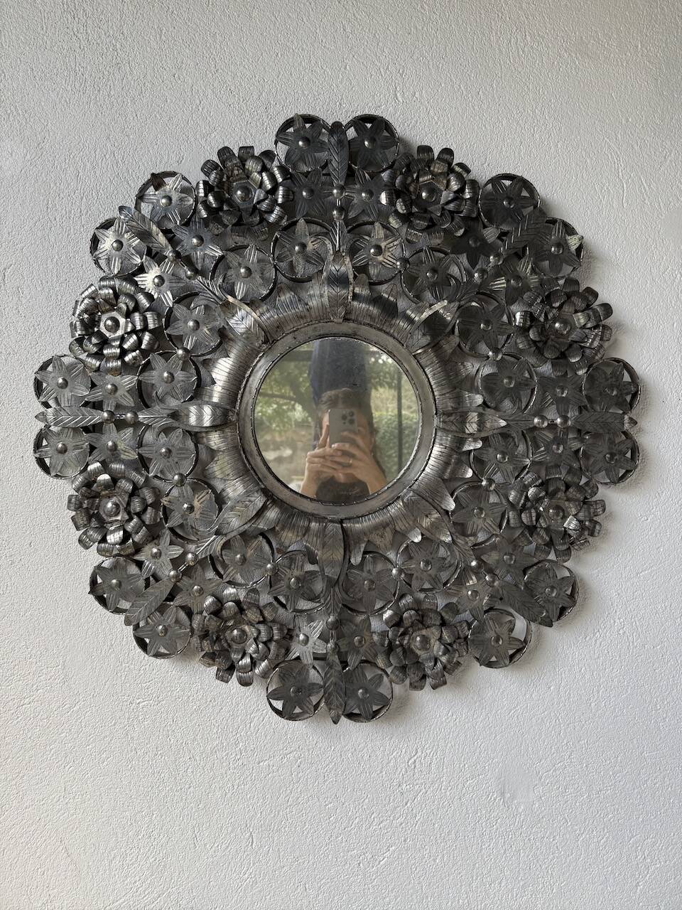 Vintage Mexican metal large mirror