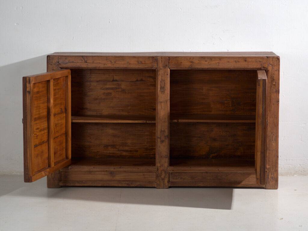 Chinese buffet high in carved pine with geometric panels – Gansu, circa 1930