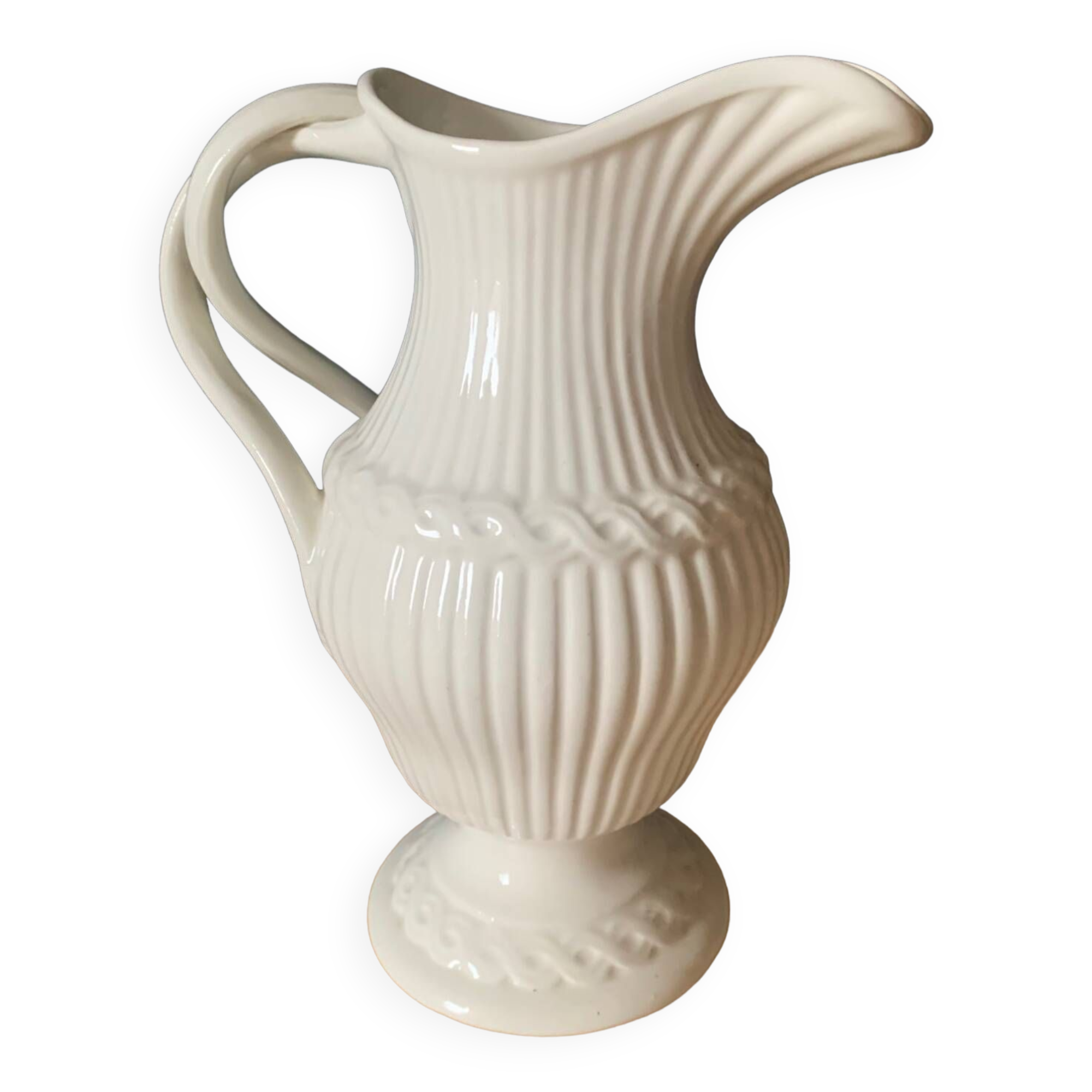 Gien earthenware white pitcher