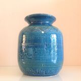 Blue / vintage ceramic ball vase 70s