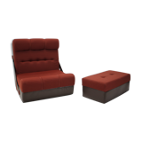 Mid-century Folding Armchair and Footstool or Daybed,1970's.