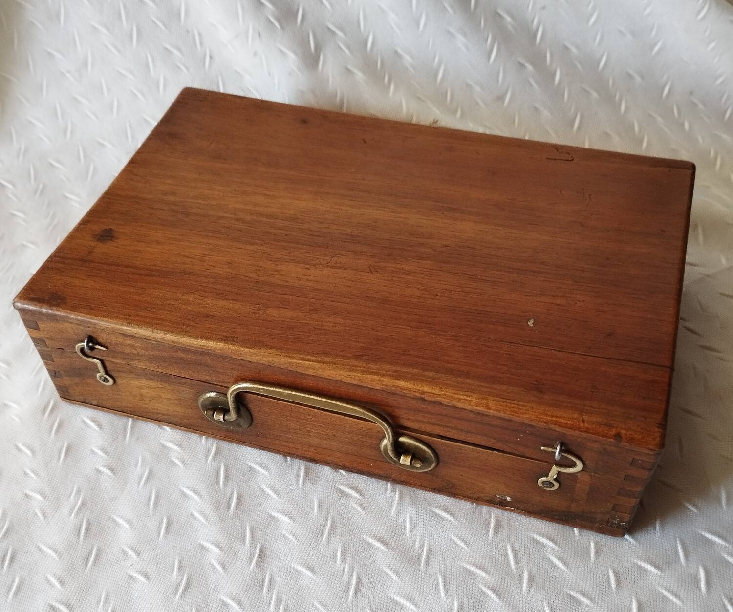 Old paint box wooden box with brass handle