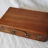 Old paint box wooden box with brass handle