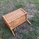 Rattan and wood magazine rack