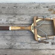 Slagenzer wood and leather vintage old tennis racket