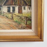 Painting „The Farm under the Willows”, Scandinavian design, 1960s