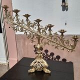 Bougeoir ancien en bronze et laiton époque XIX éme.