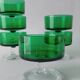 6 Luminarc green stemmed coupe glasses