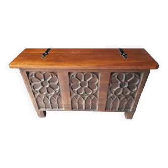 Carved wooden chest