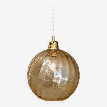 Suspension globe vintag en verre ambré