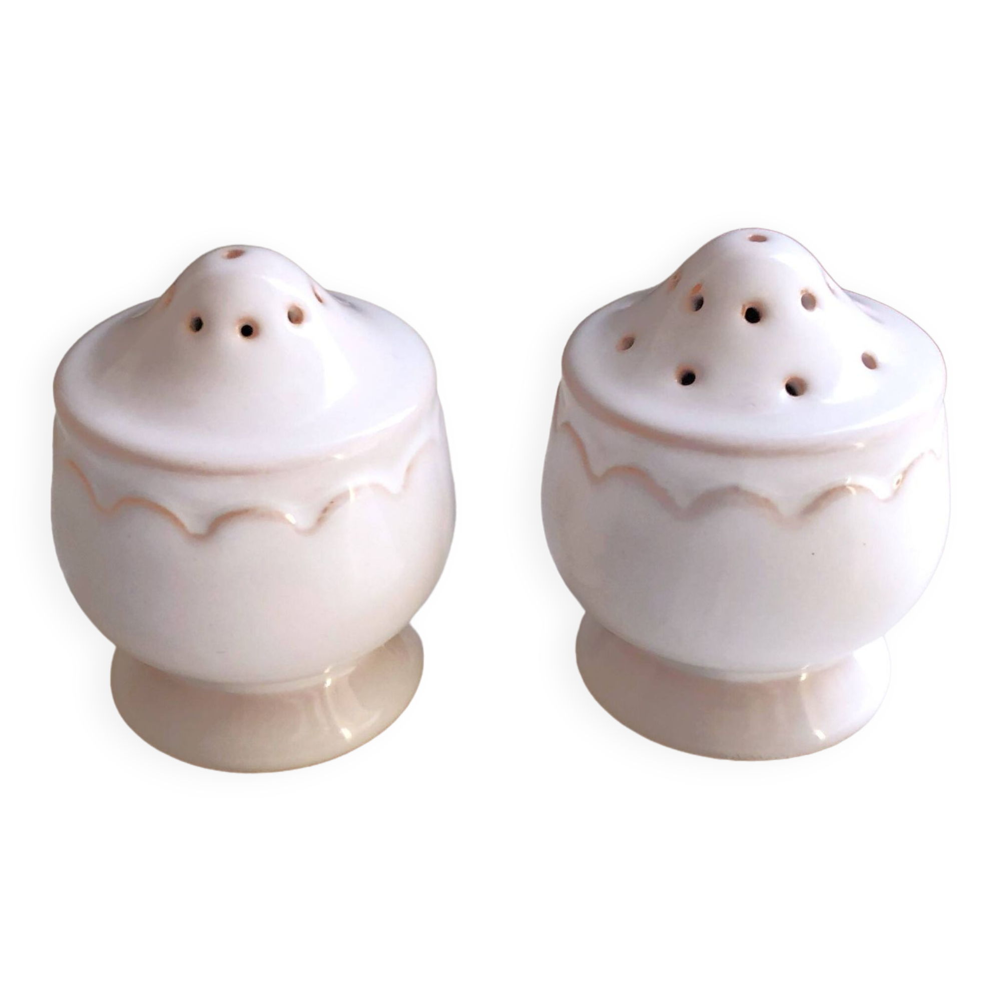 Vintage porcelain salt and pepper shaker duo