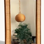 1970s Mid-Century Rattan and Pencil Reed Large Mirror, Spain