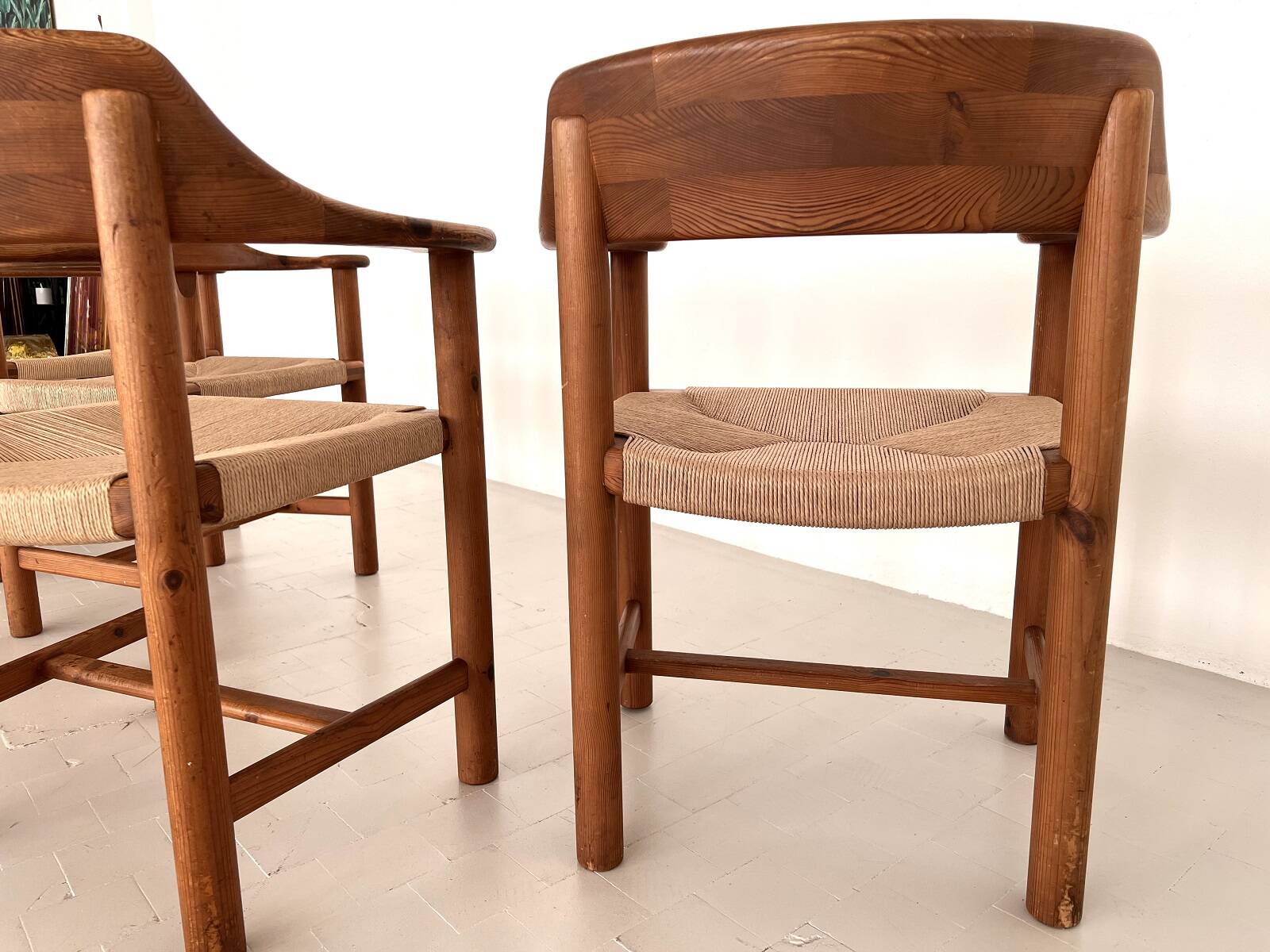 Rainer Daumiller Dining Chairs in Pine and New Paper Cord, 1970s