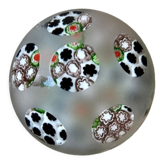 Millefiori faceted sulfide/paperweight