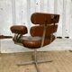Fauteuil de coiffeur en chrome et skaï marron