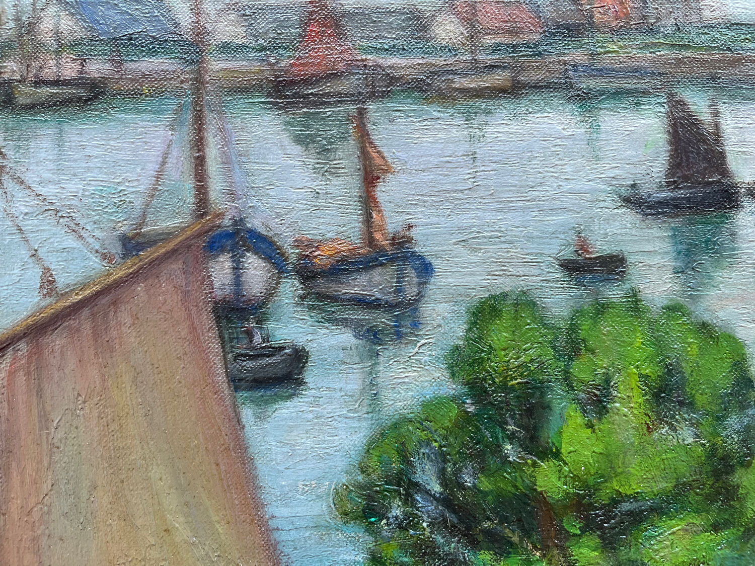 The port of Camaret, oil on canvas signed Henry Gaulet