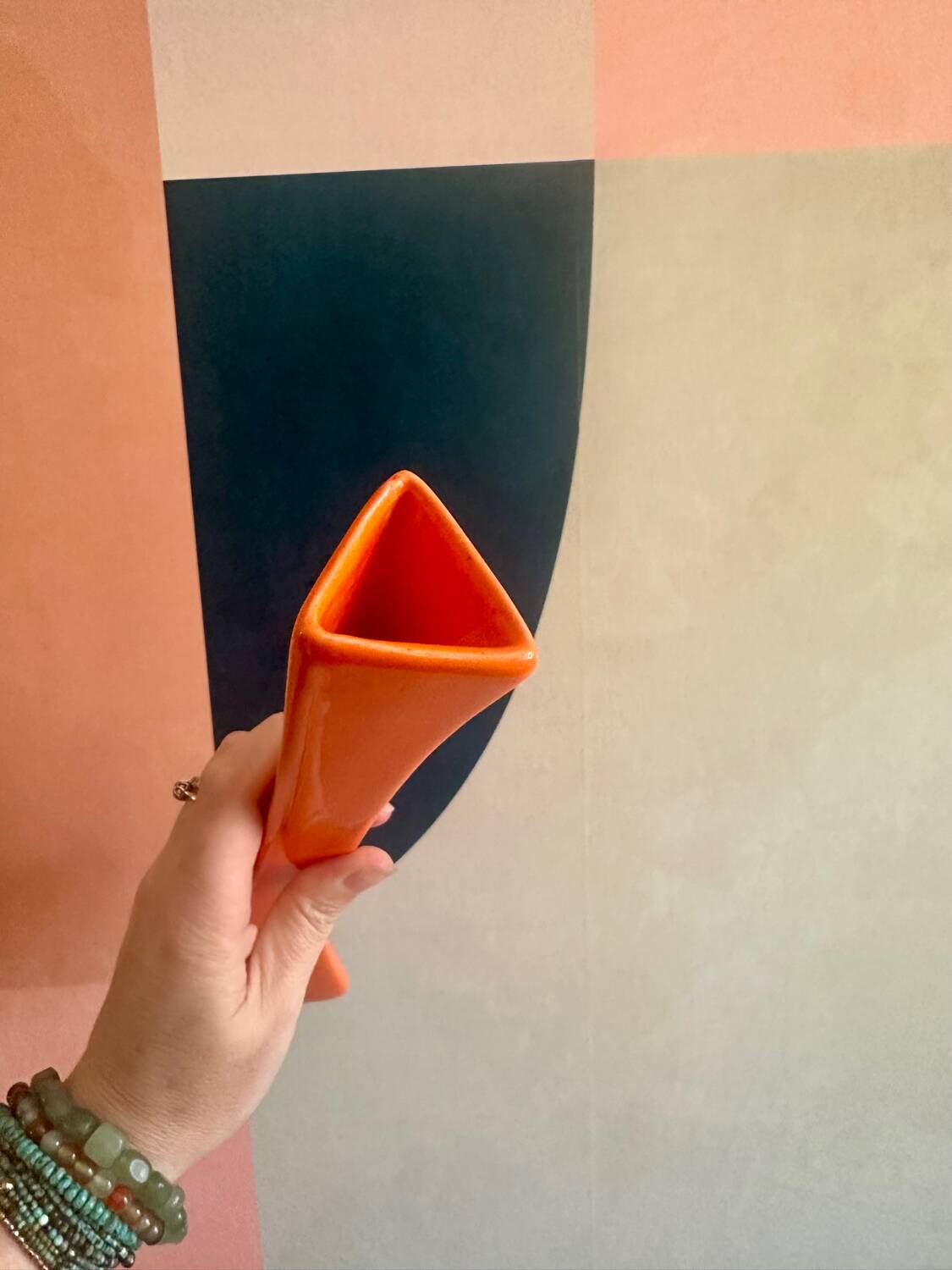 Vintage 70s orange pop vase