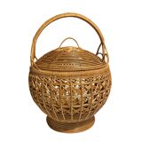 Large vintage woven rattan basket