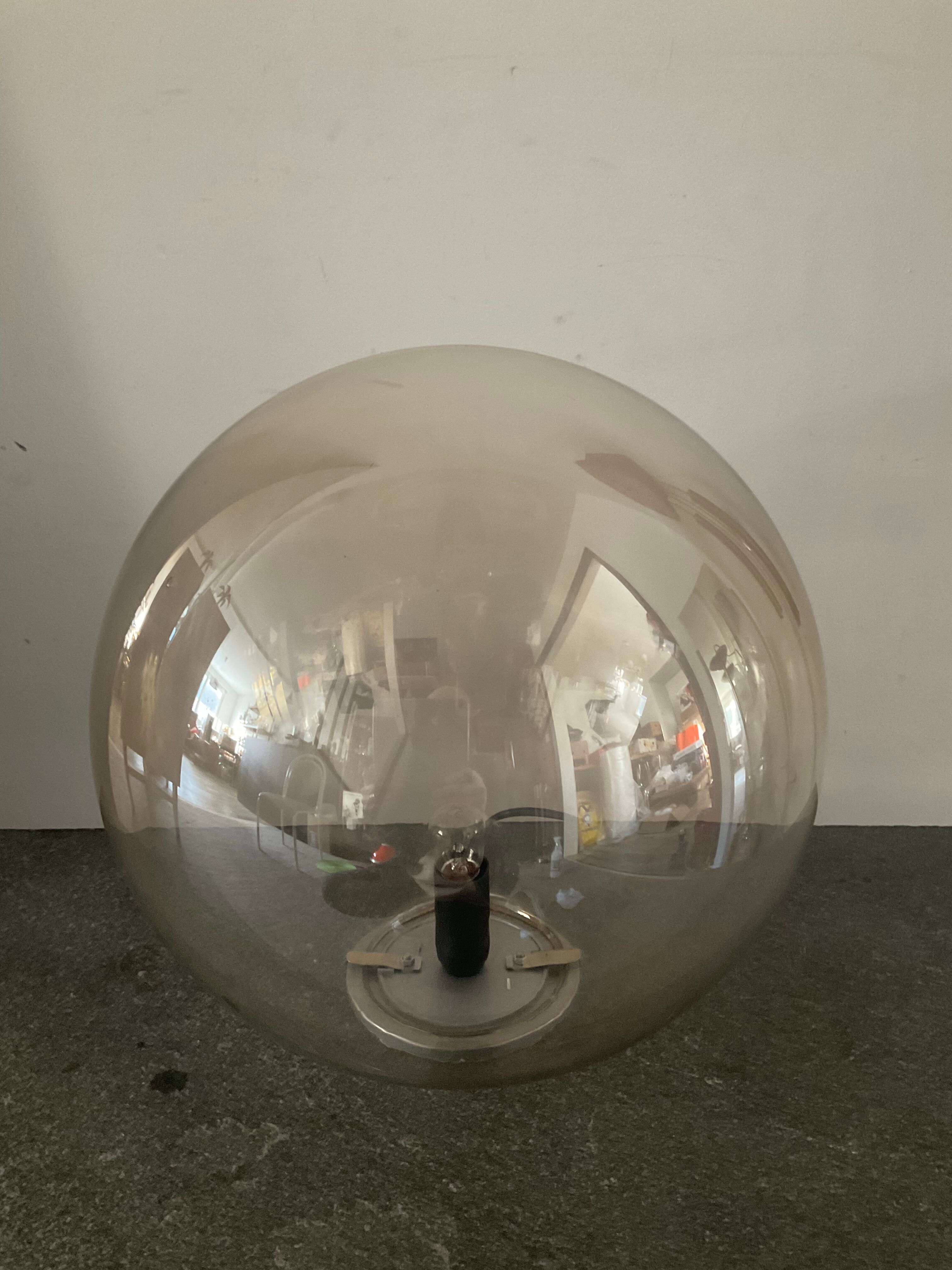 Vintage ball lamp in smoked glass