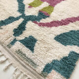 Moroccan Berber carpet Beni Ouarain ecru with colorful patterns 250x146cm