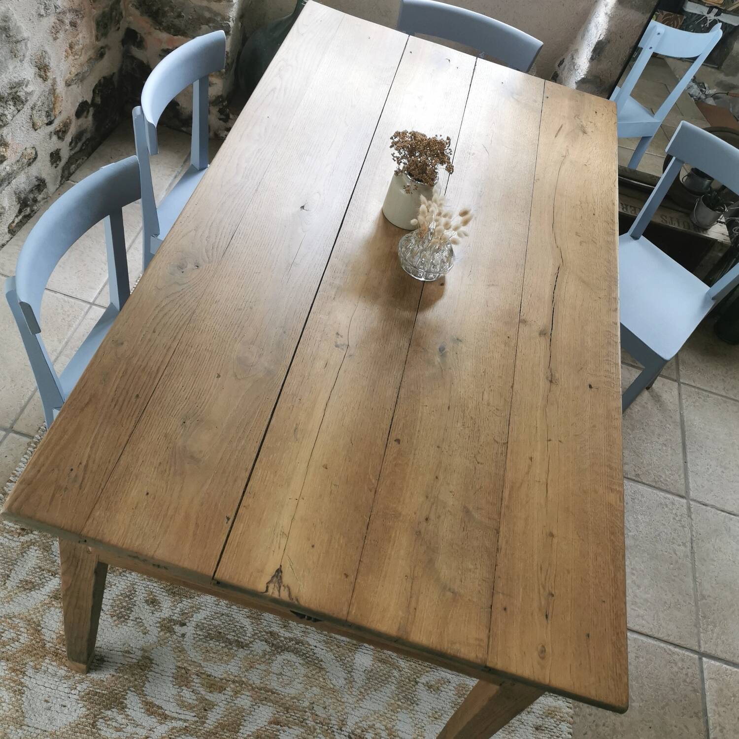 Fully restored solid wood farmhouse table. 160 cm