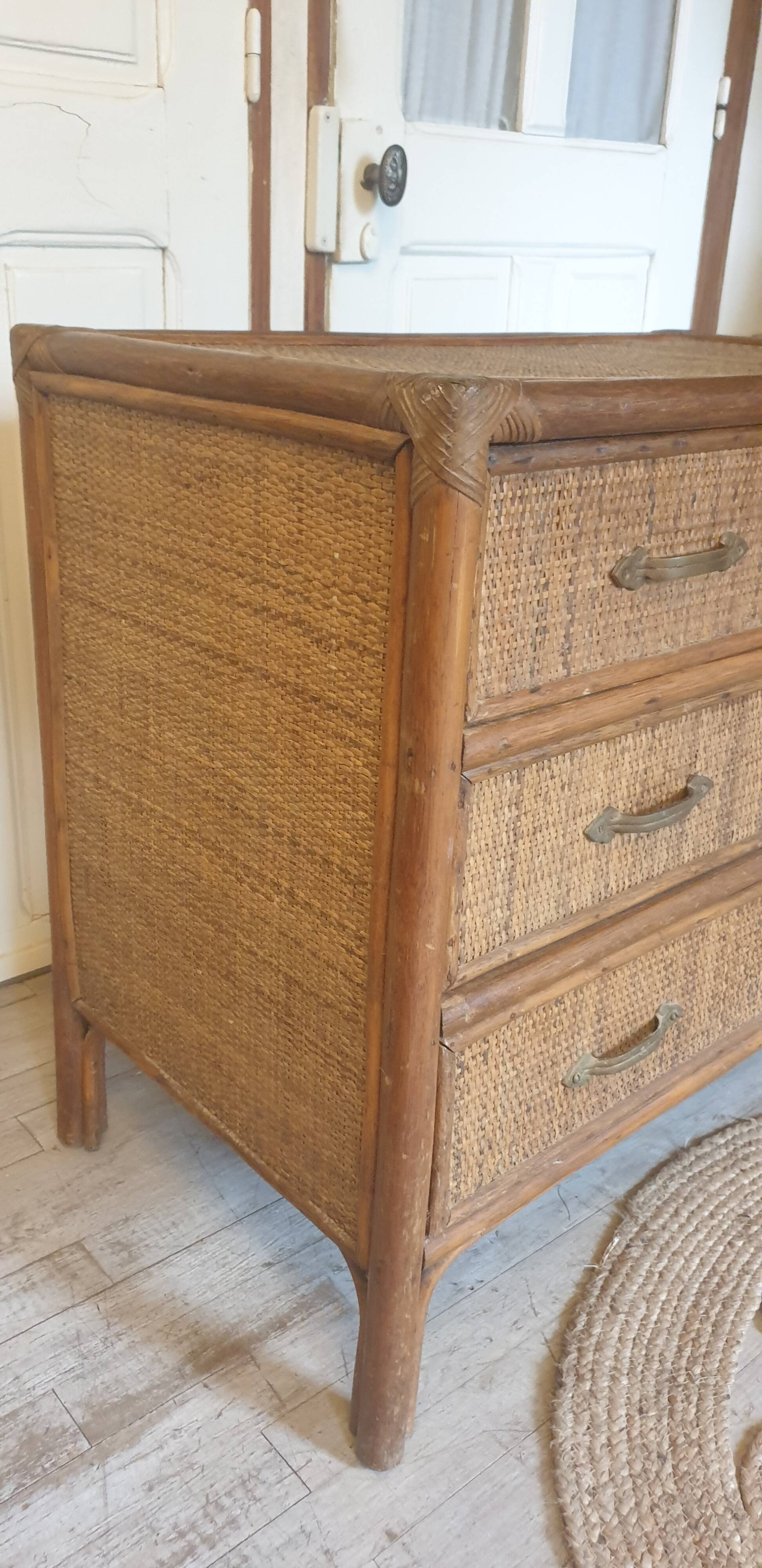 Rattan chest of drawers