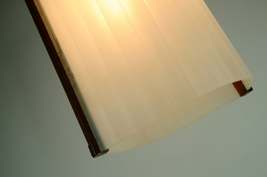 Danish modern pendant lamp teak opaline glass textured glass 1950s 60s mid century light
