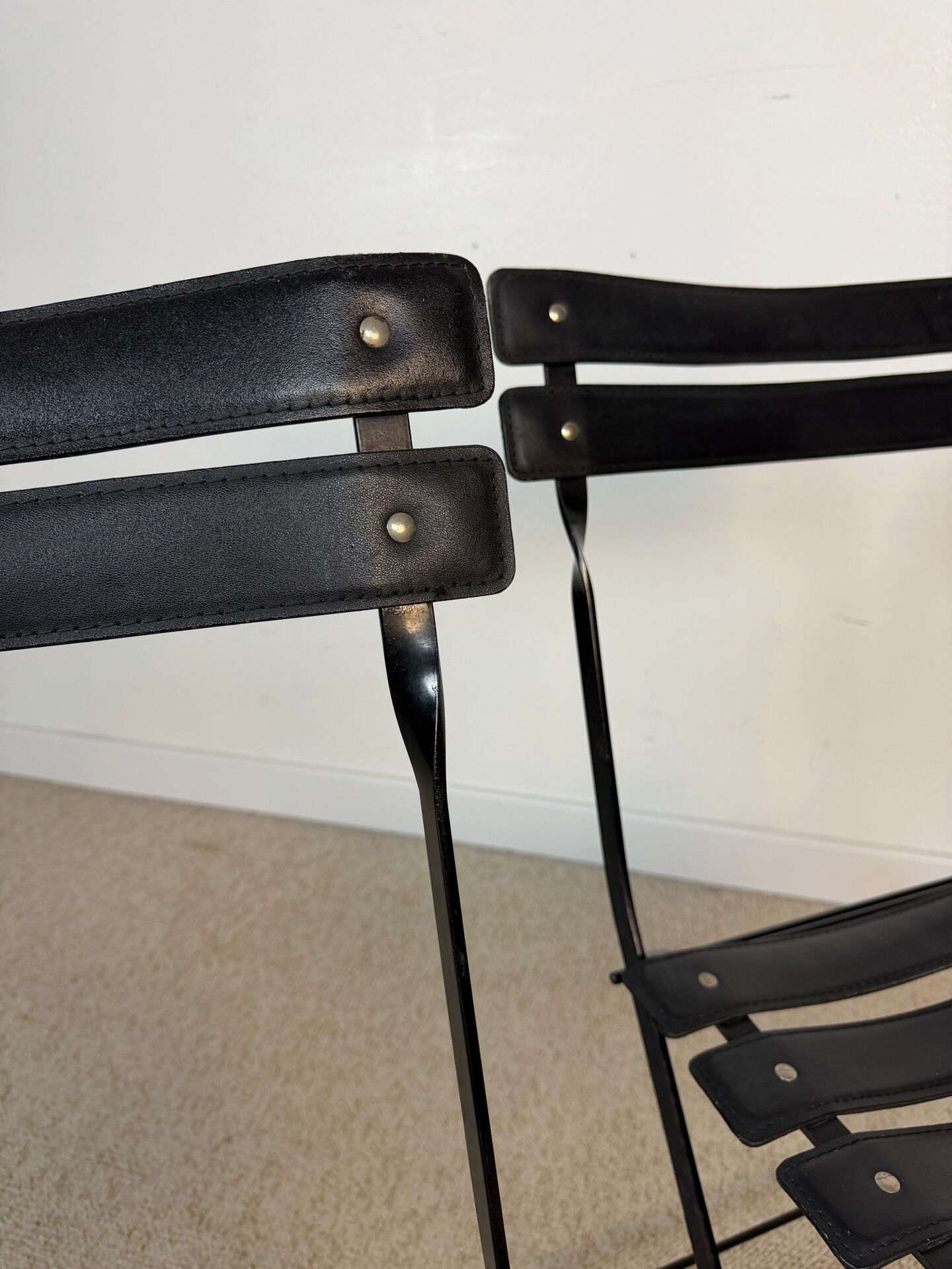 Pair of Celestina chairs by Marco Zanuso for Zanotta in black leather.