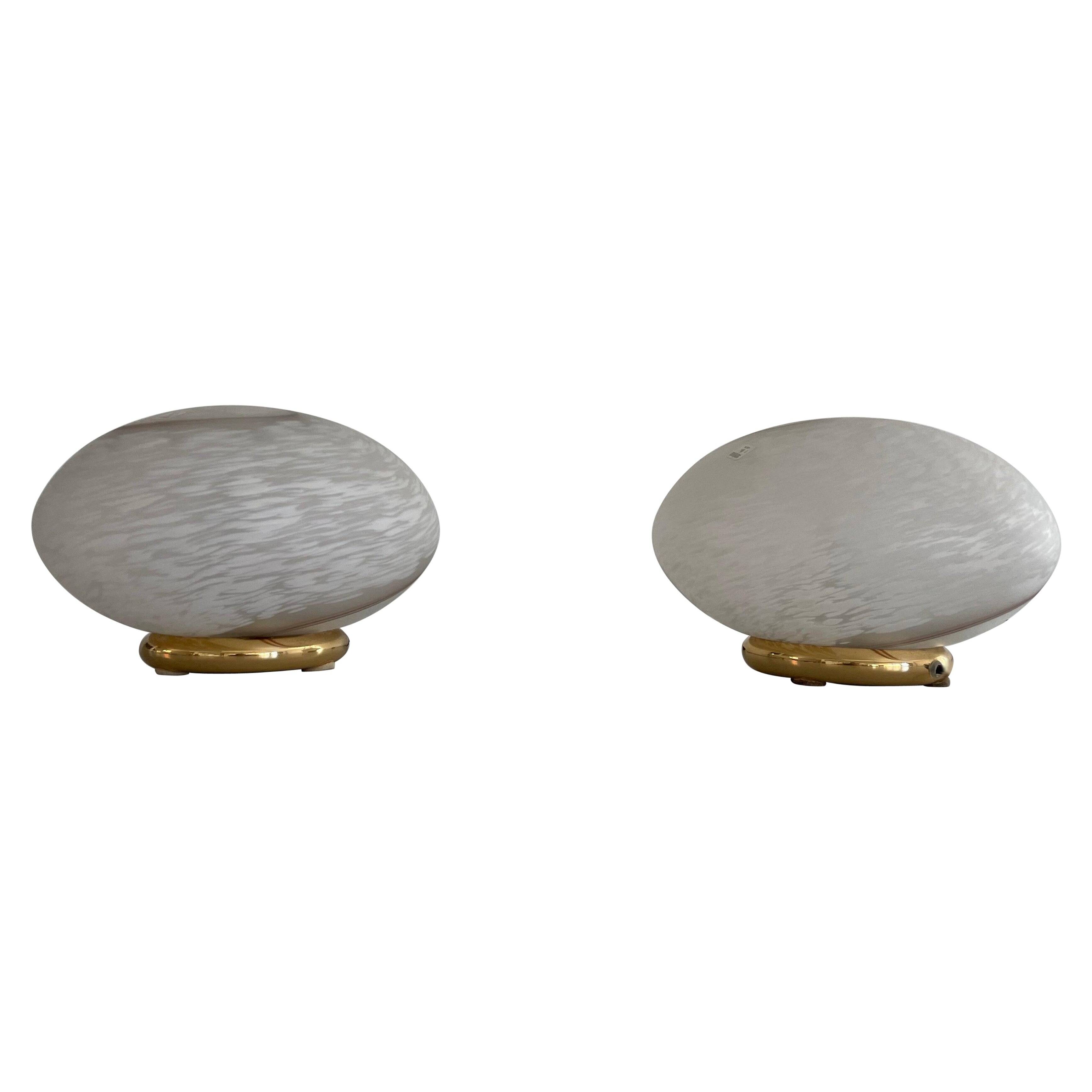 Pair of mid-century glass table lamps by Vetri Murano, 1960s, Italy.