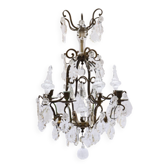 Antique French Crystal Chandelier with Candles