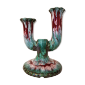 Candlestick two branches of longwy 60's ceramic