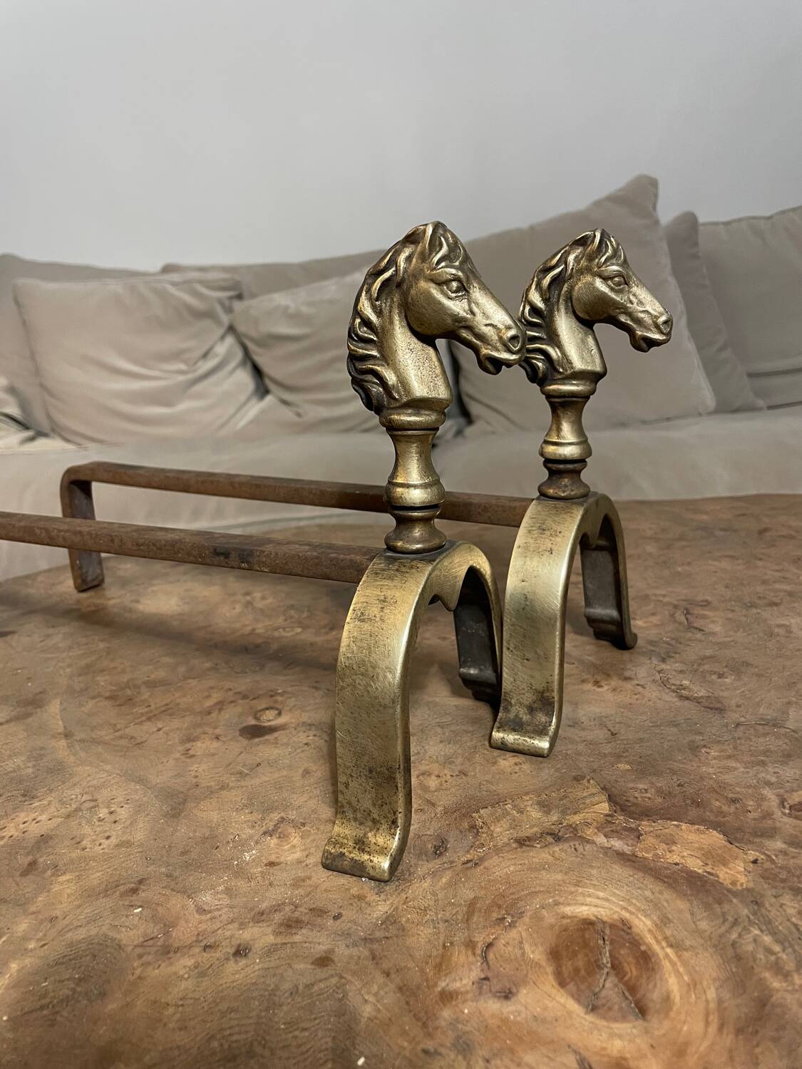 Pair of vintage andirons 1970 Horse head