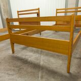 Pair of 1960 Scandinavian twin beds in solid beech