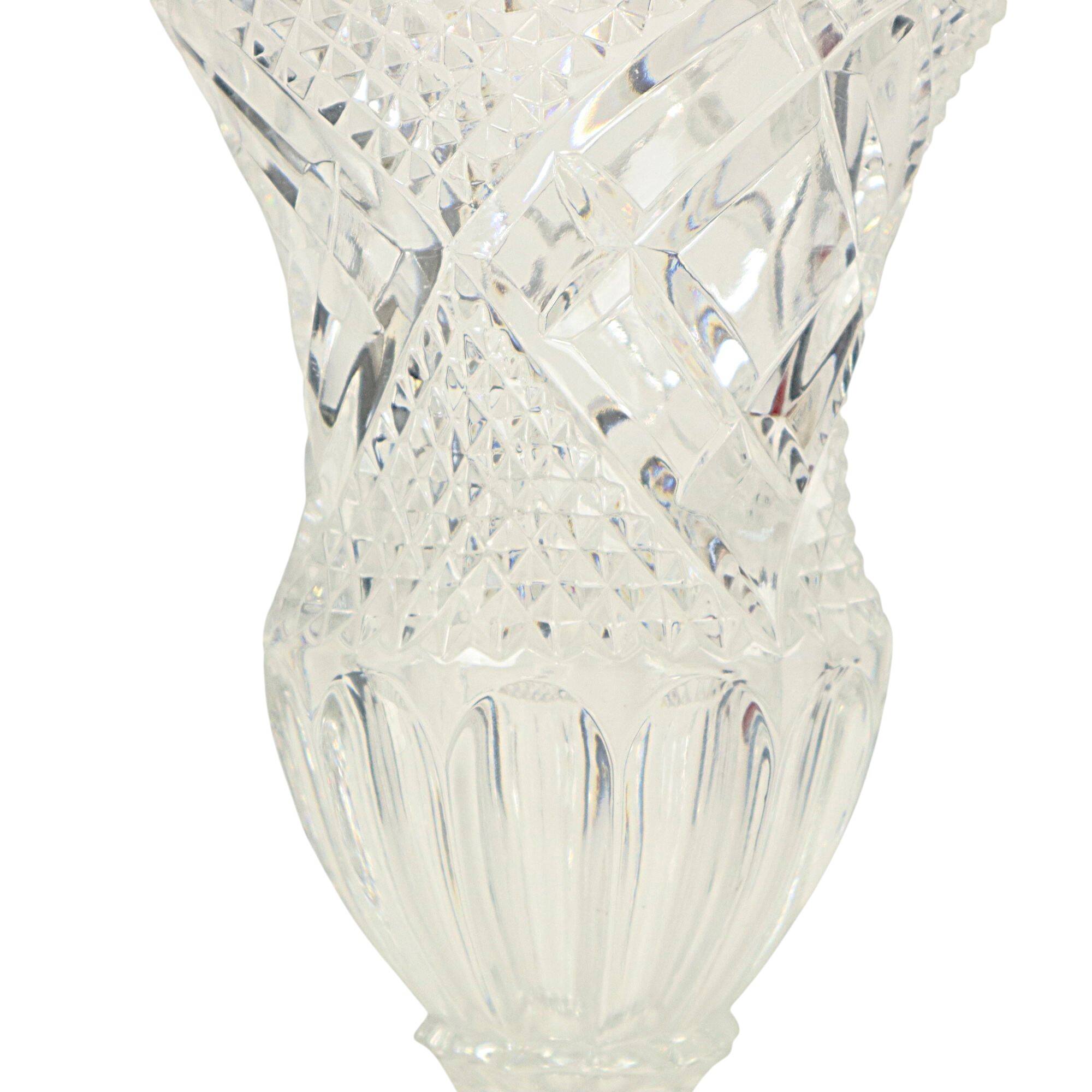 Vintage Vase Bohemian Crystal Diamond Pattern Medici 23cm